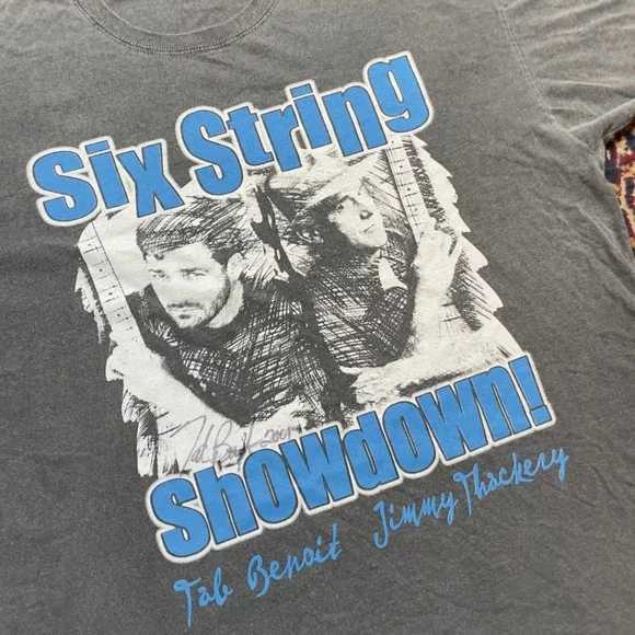 VTG 2001 AUTOGRAPHED Six String Showdown Jimmy Thackery Tab Benoit Tour TShirt L - Picture 3 of 6